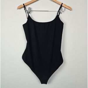 NWT‎ Free People Womens Black Crisscross Back Bodysuit Size L FP9419 Stretch